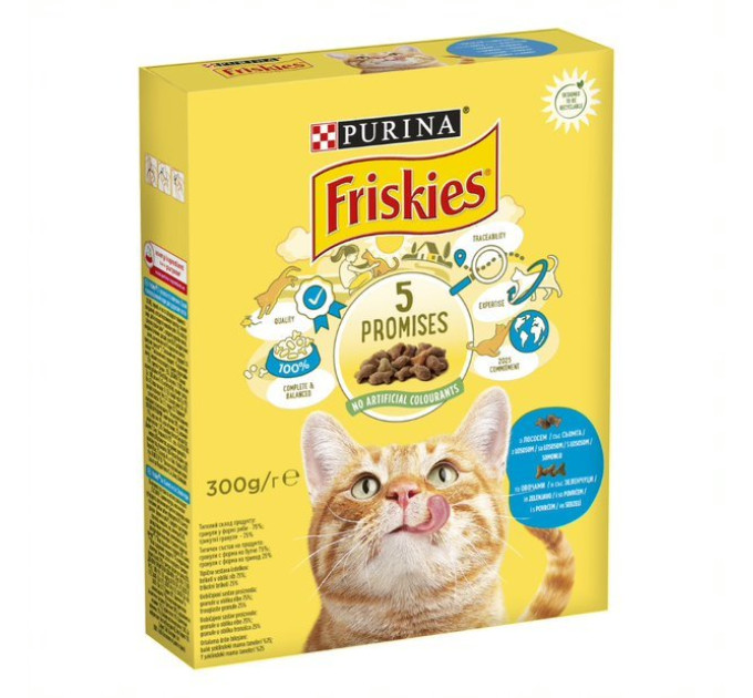Friskies(Фріскіс).З лососем та овочами.Сух/кот 10х300г